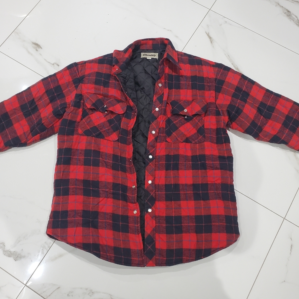 MARK'S Trendy Thick Cozy Red Quilted Shirt Jacket